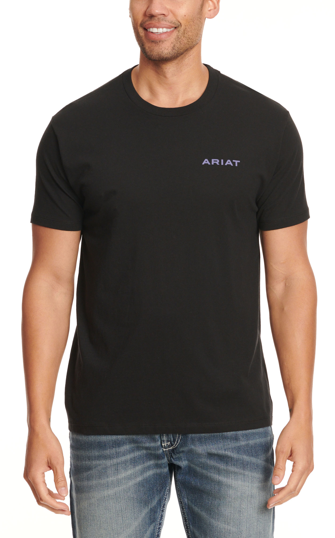 Ariat Men's Black with Sunset Serape Shield Logo Graphic Short Sleeve T-Shirt - Image 1
