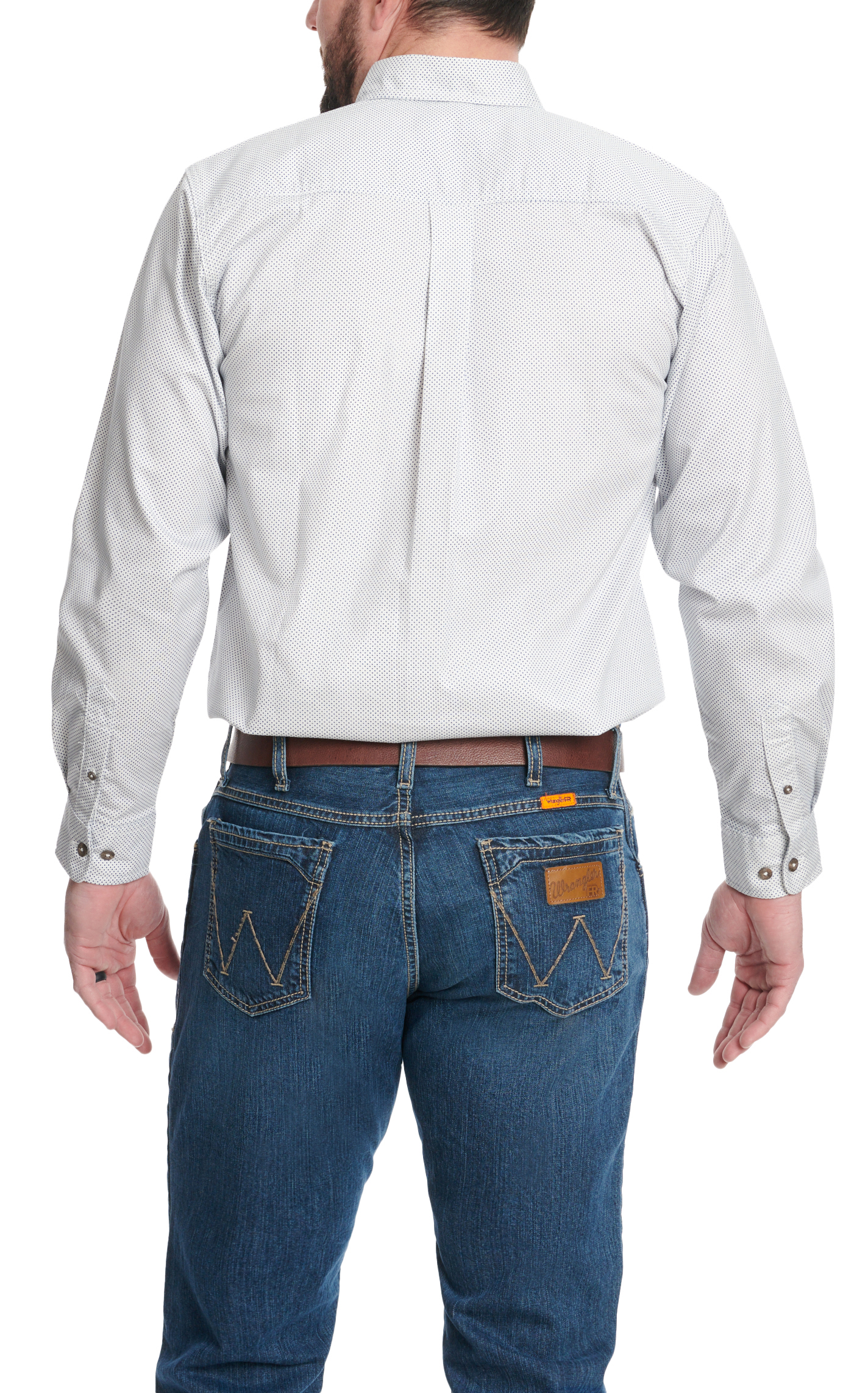 Forge Men's White & Denim Blue Geo Print Long Sleeve FR Work Shirt - Image 1