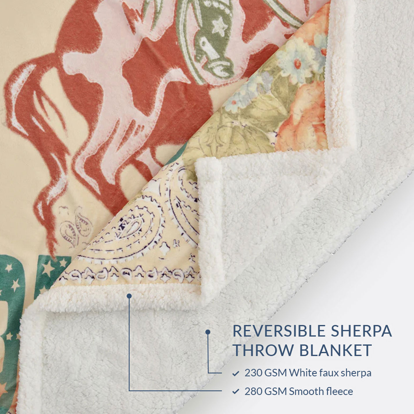 Indigo Hill Revival Retro Cowgirl Campfire Sherpa Throw - Image 2
