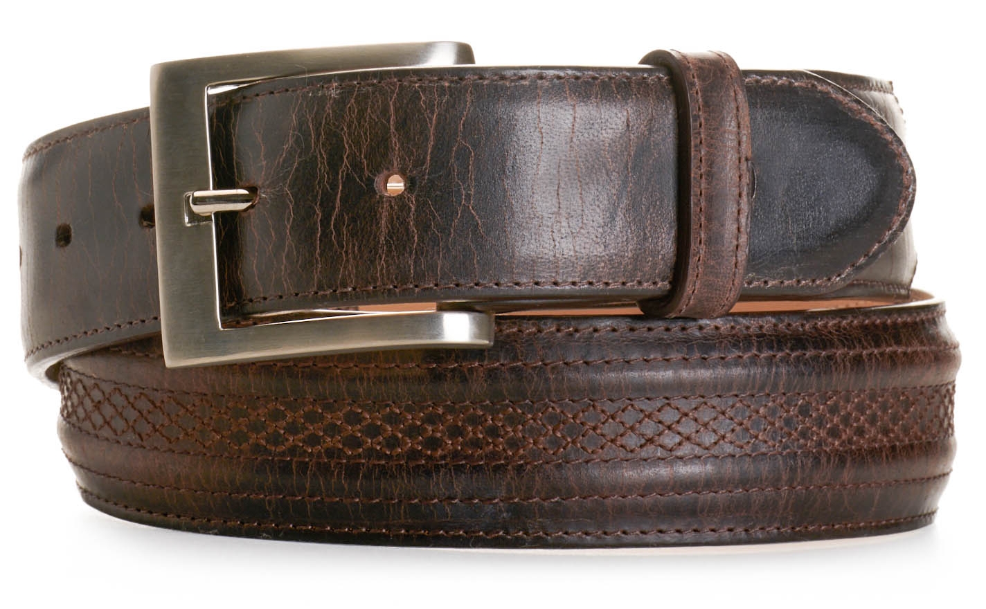 JRC & Sons Men's Chocolate Mad Dog Goat Leather Western Belt - Image 1