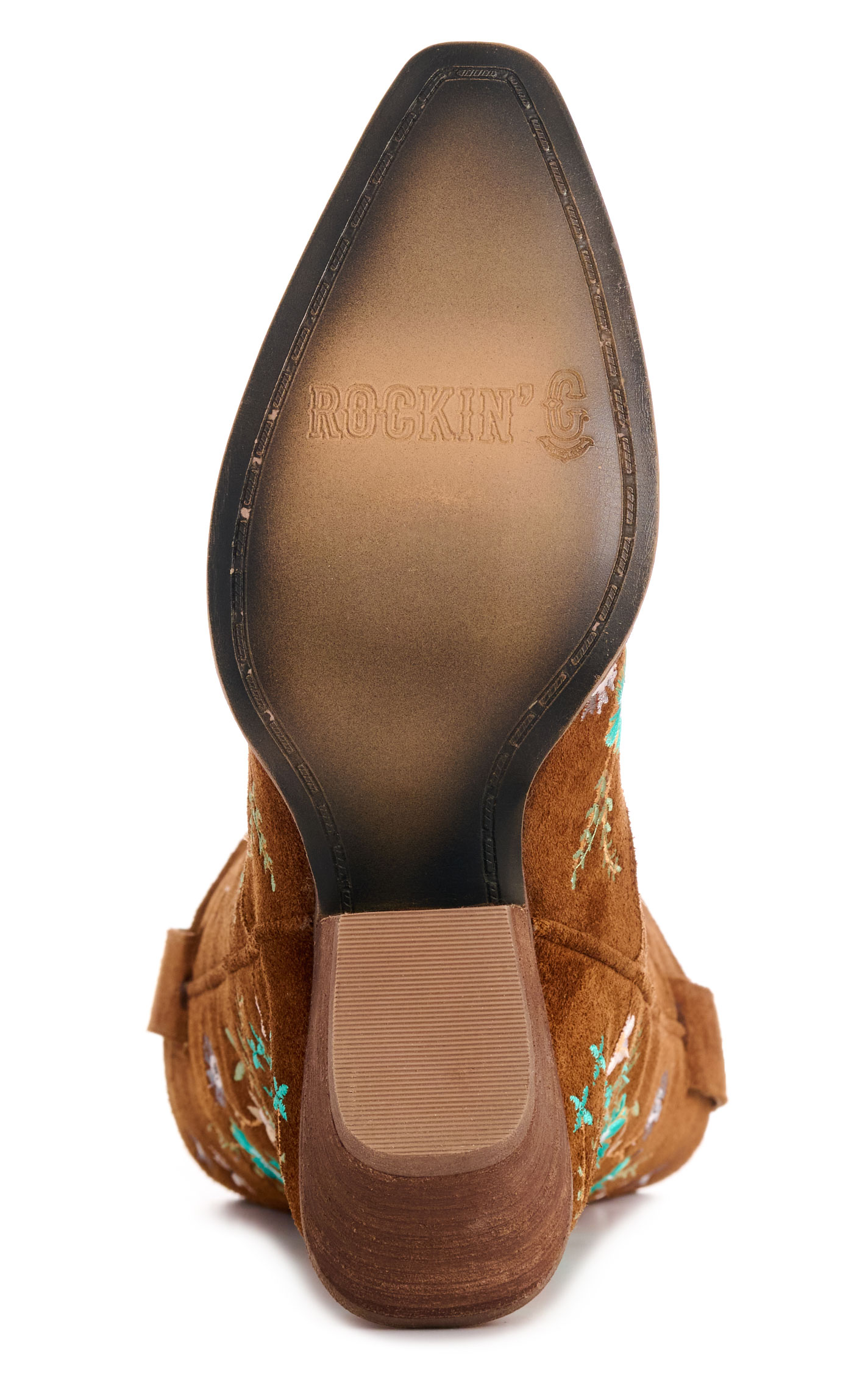 Rockin' C Women's Ginger with Floral Embroidery Roughout Snip Toe Cowboy Boots - Image 1