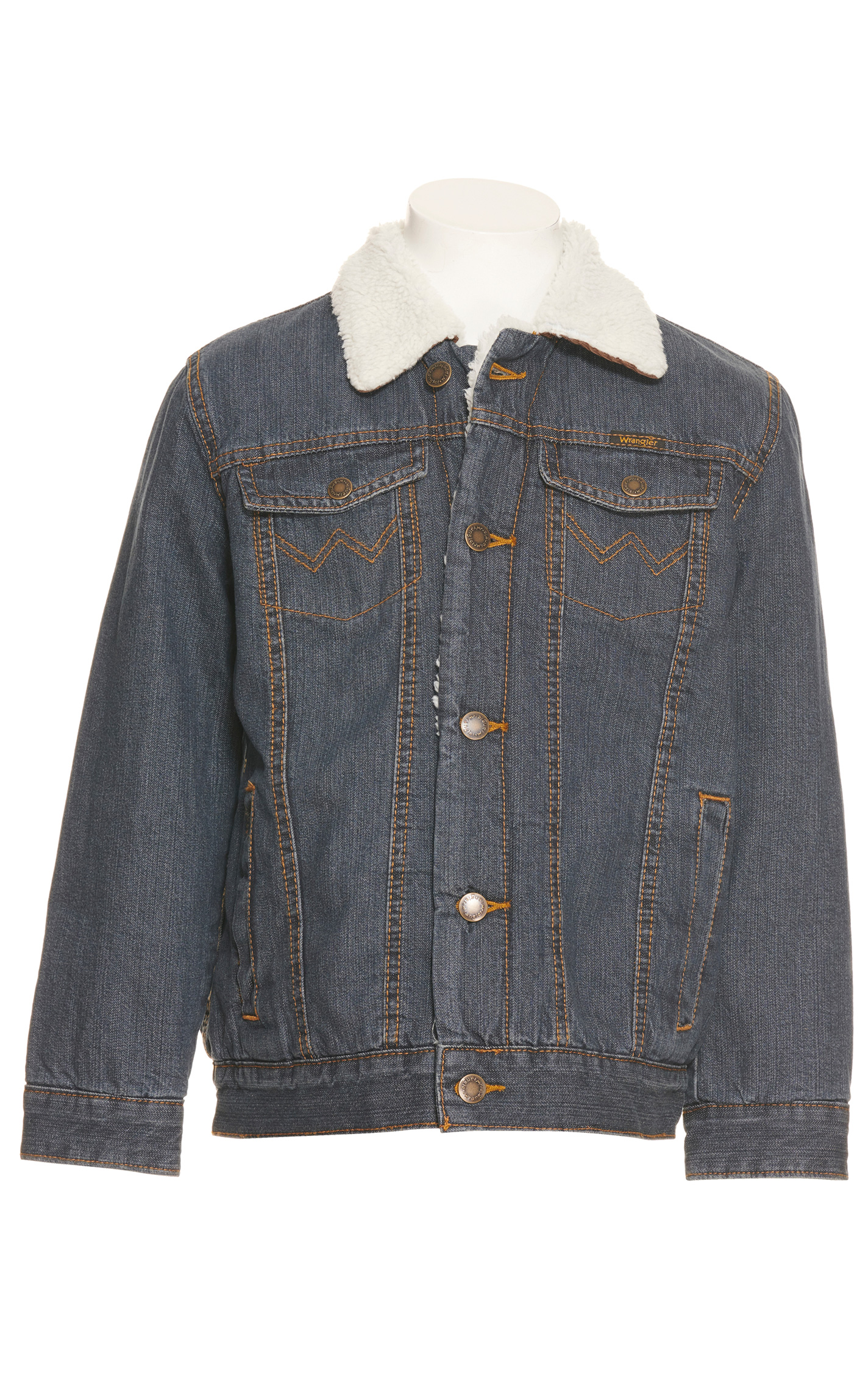 Wrangler Boys' Cowboy Cut Denim Sherpa Lined Jacket - Image 1
