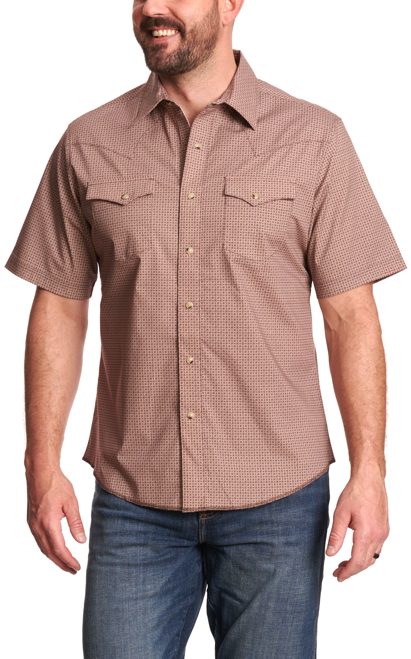 Wrangler Retro Men's Coffee Geo Print Western Shirt - Big & Tall - Image 1