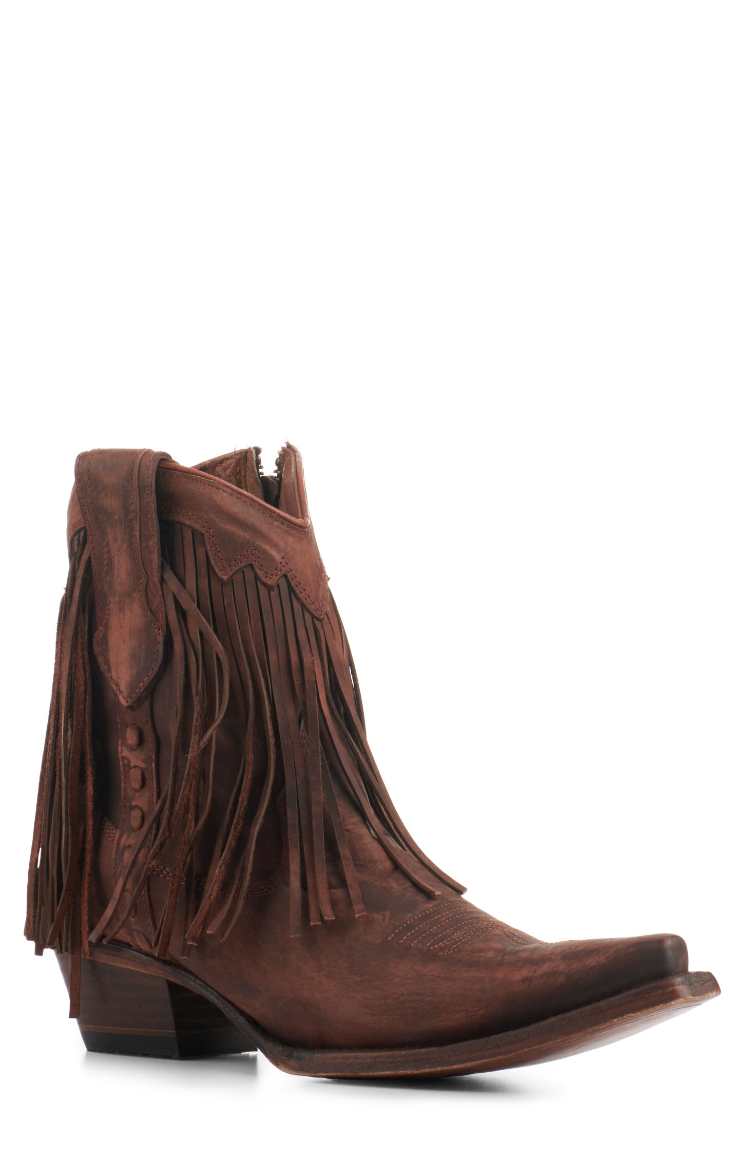 Circle G by Corral Women's Brick with Fringe Snip Toe Booties - Image 1