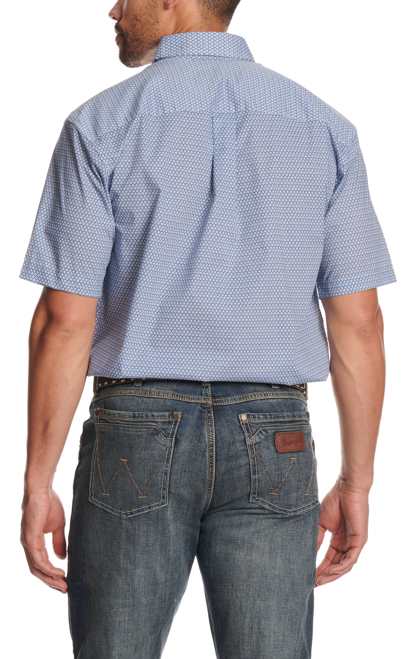 Wrangler Classic Men's Blue Geo Print Button Down Shirt - Big & Tall - Image 1