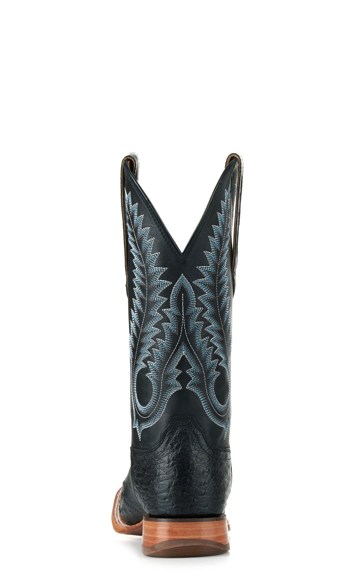 Durango Men's Black Full Quill Ostrich Saddle Vamp Wide Square Toe Exotic Cowboy Boots - Image 1