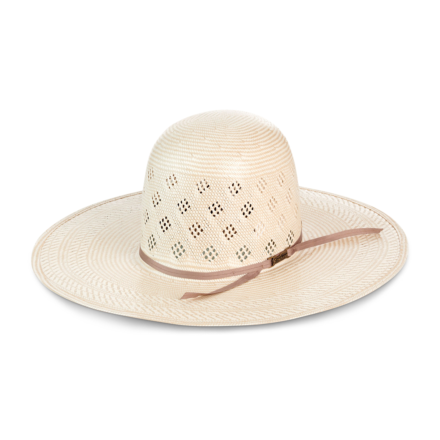 American Hat Two Tone Diamond Vent Open Crown Straw Cowboy Hat - Image 1