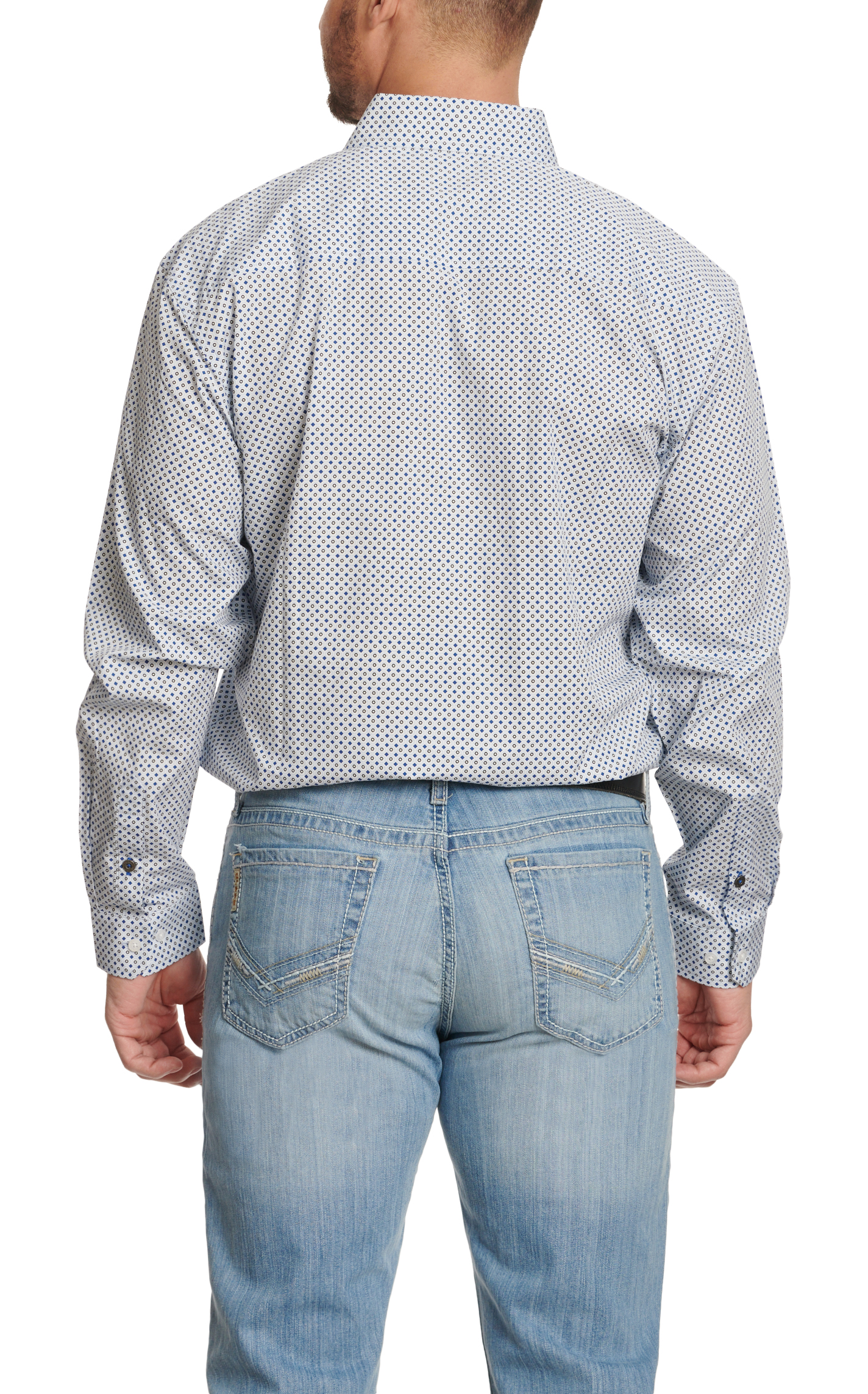 Cinch Men's Royal Blue & Pale Blue Geo Print Modern Fit Long Sleeve Western Shirt - Image 1
