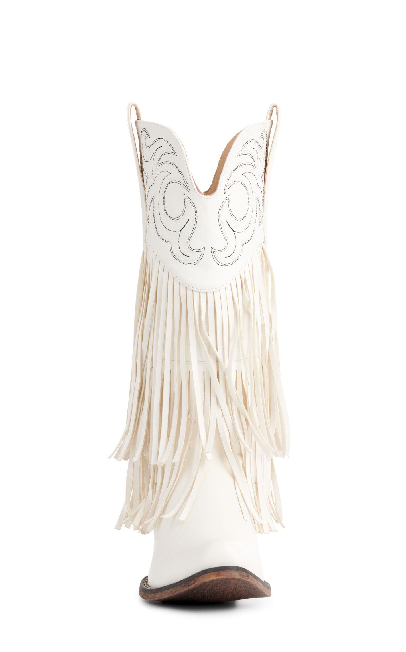 Roper Women's Ivory Faux Leather with Fringe Snip Toe Boots - Image 1
