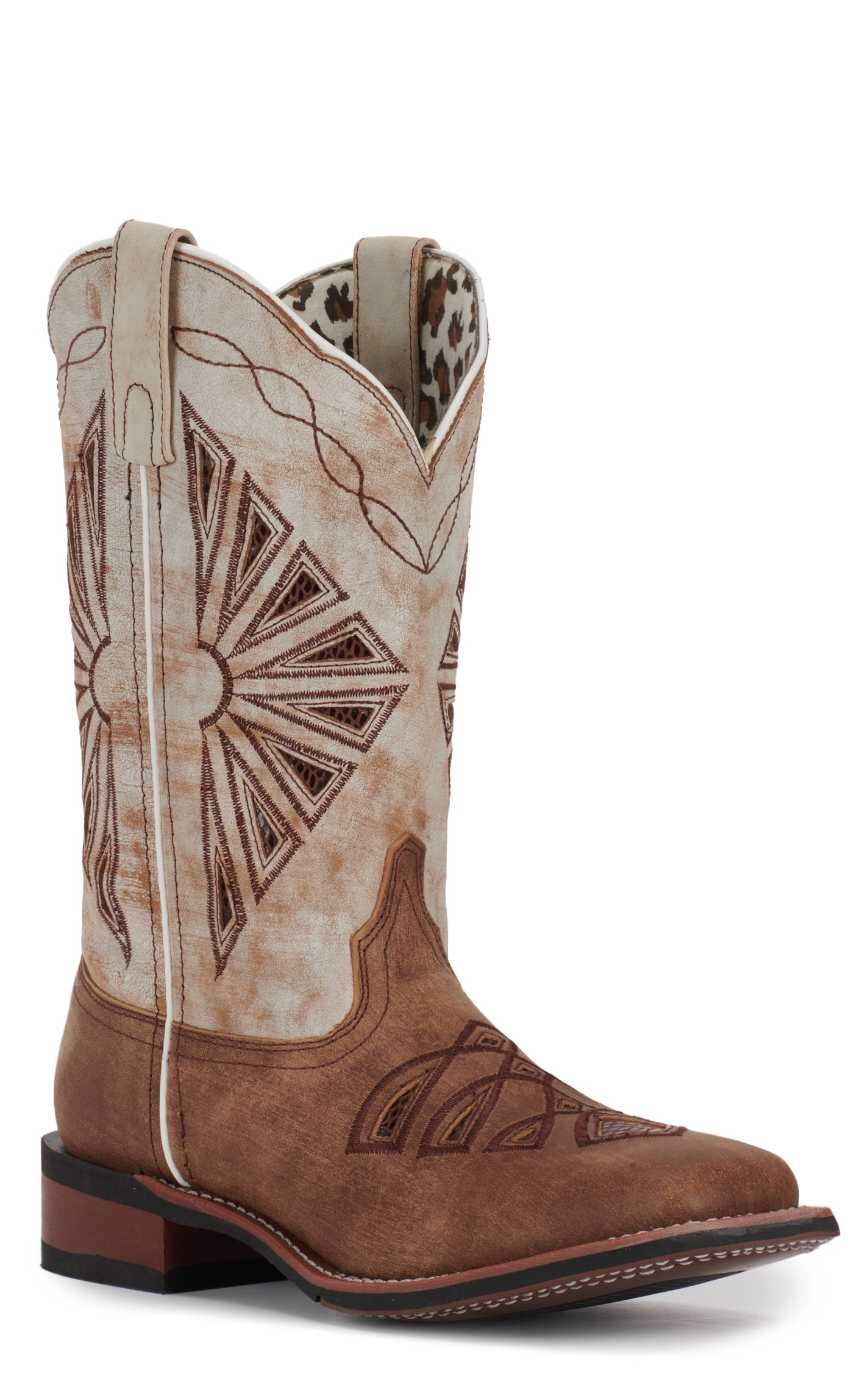 Laredo Women's Kite Days Brown and Bone Wide Square Toe Cowboy Boots - Image 1