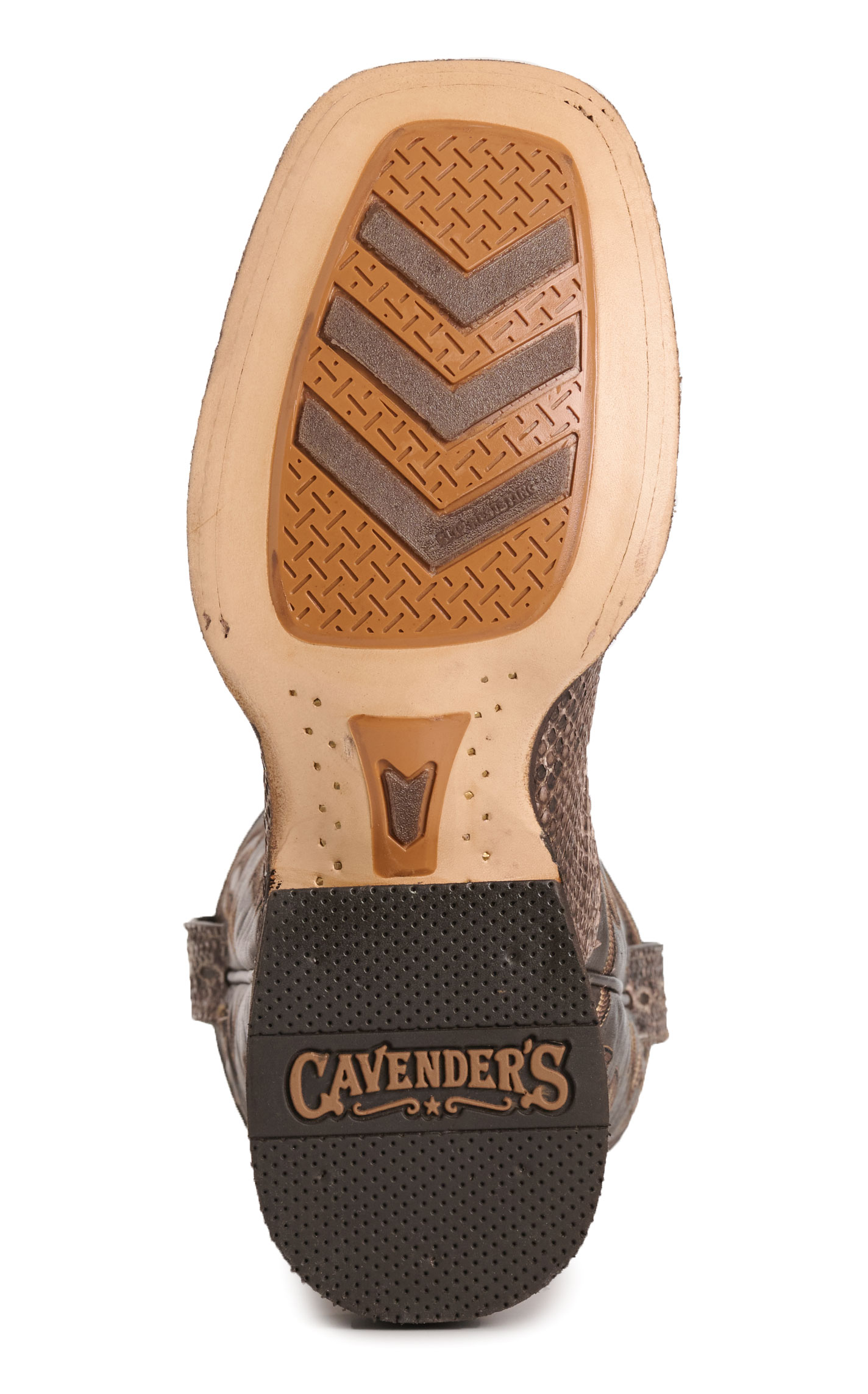 Cavender's Men's Endurance Natural Python and Chocolate Wide Square Toe Exotic Cowboy Boots - Image 1
