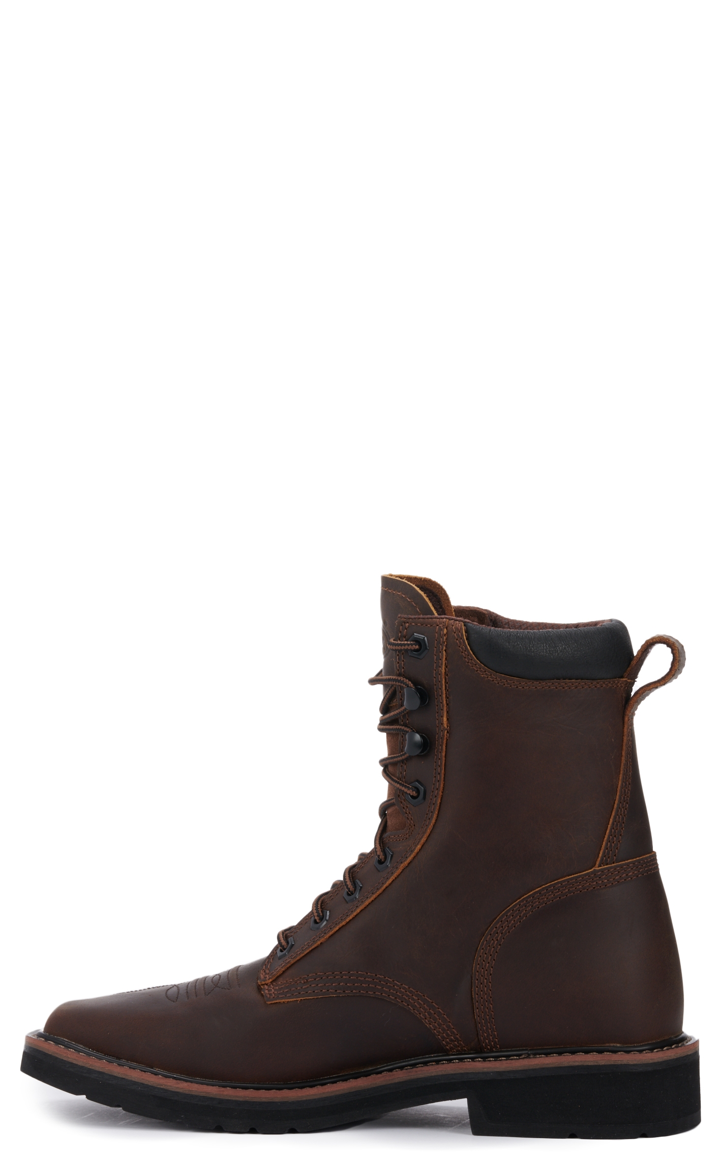 Justin Men's Stampede Pulley Rugged Brown Square Toe Lace Up Work Boot - Image 1