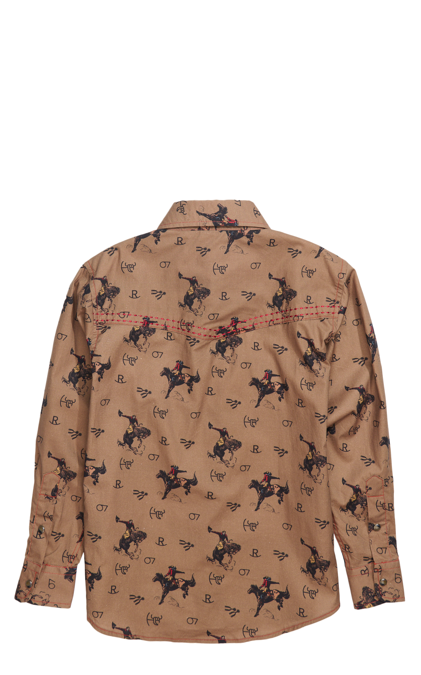 Cowboy Hardware Boy's Brown & Black Vintage Print Western Shirt - Image 1
