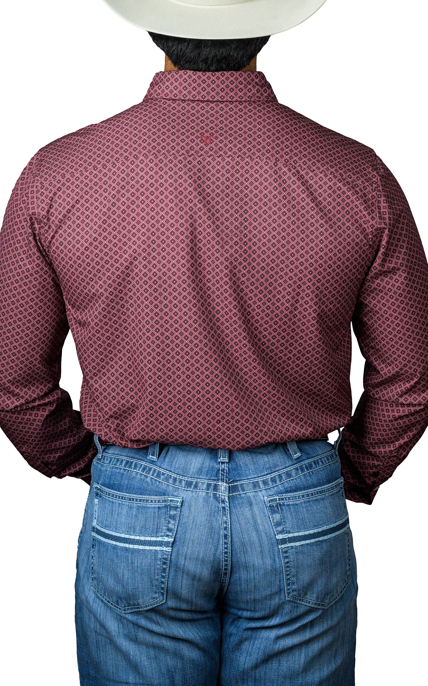 Ferrell Men's Burgundy & Wine Geo Print Western Shirt - Image 1