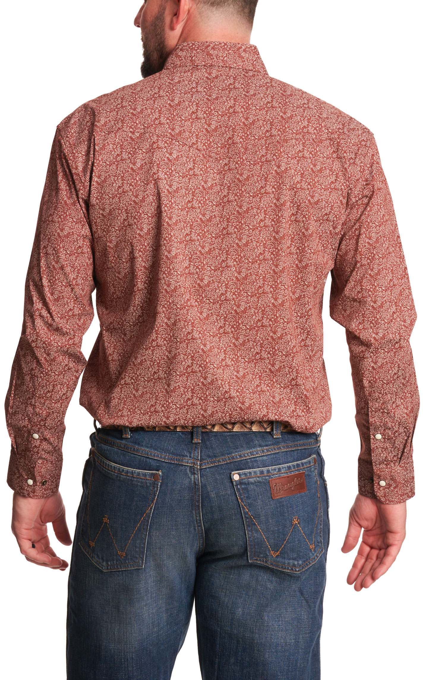 Rafter C Men's Maroon Wallpaper Print Western Shirt - Big & Tall - Image 1