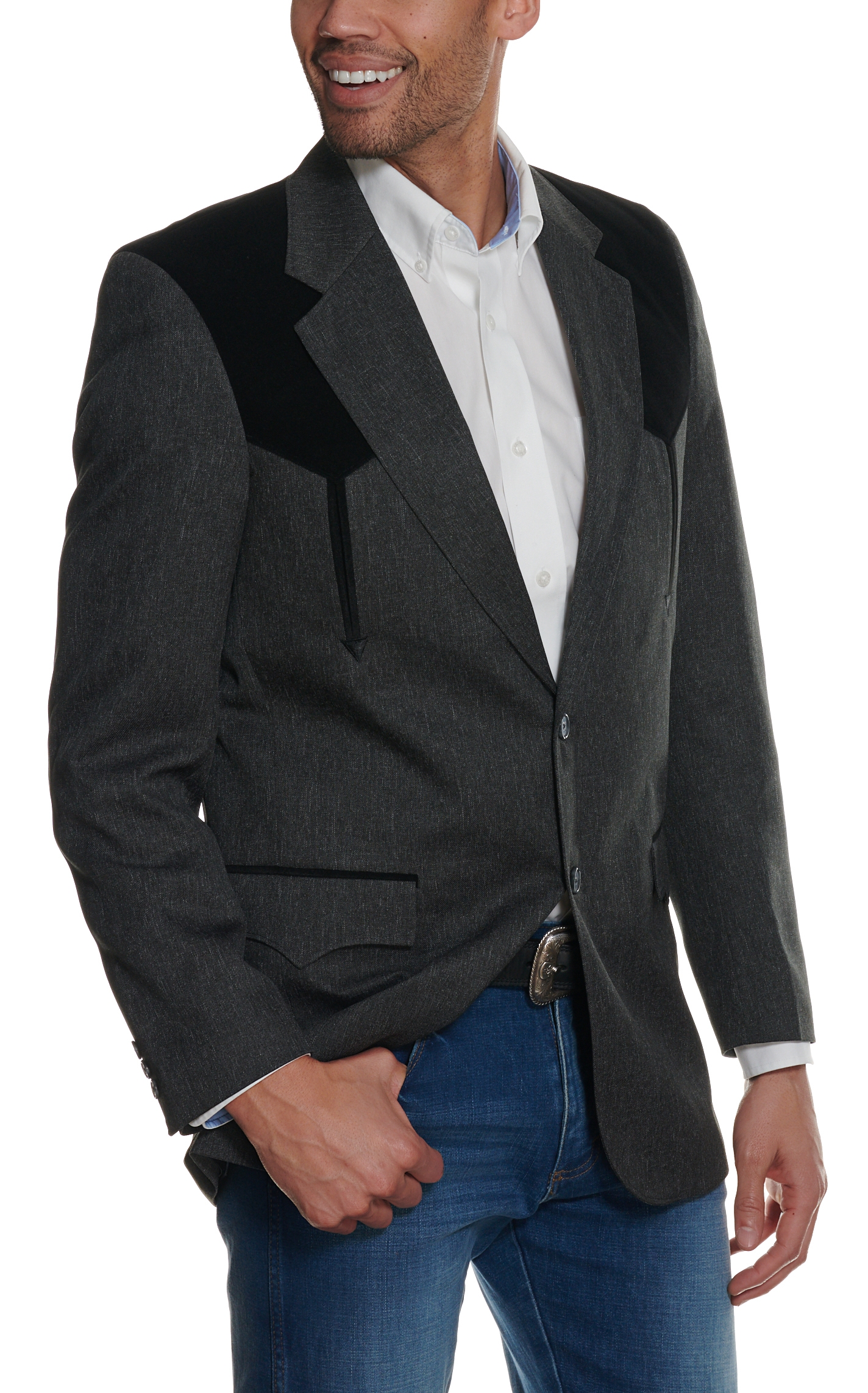 Circle S Men's Charcoal Gray And Black Sport Coat - Image 1