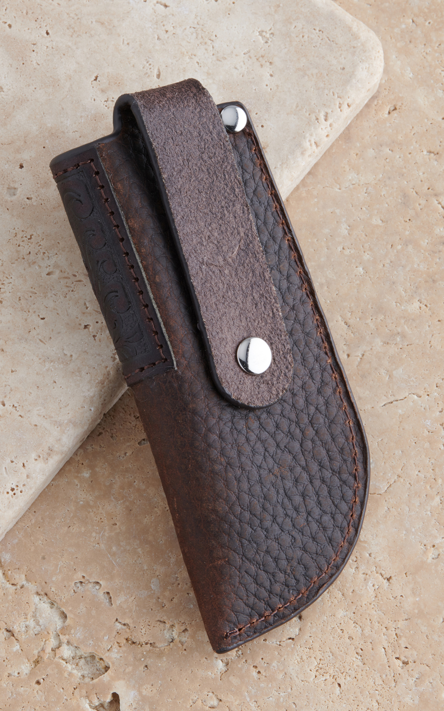 Ariat Dark Brown Leather Cross Embossed Knife Sheath - Image 1