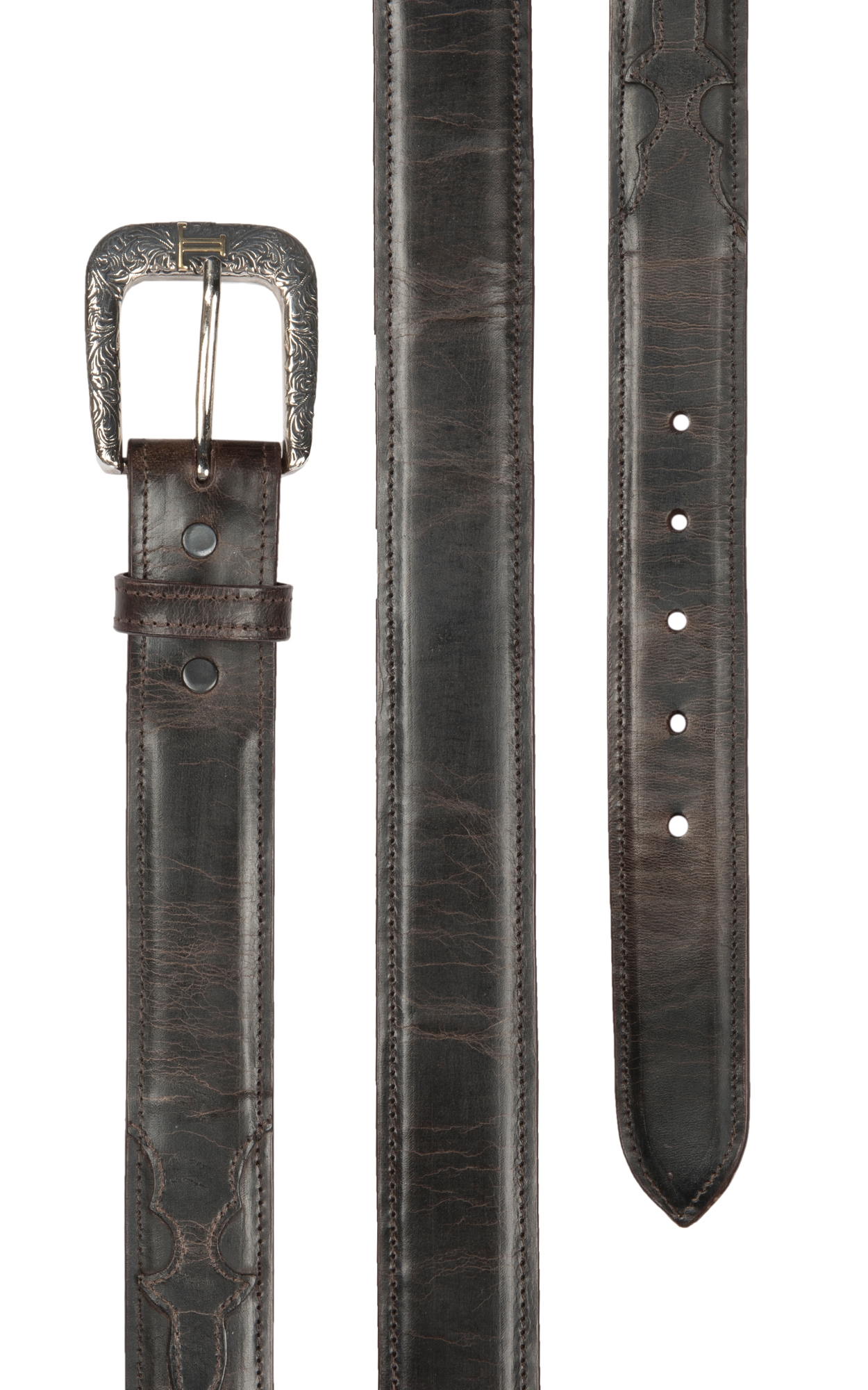 Lucchese Men's Solid Chocolate Mad Dog Goat Leather Western Belt - Image 1