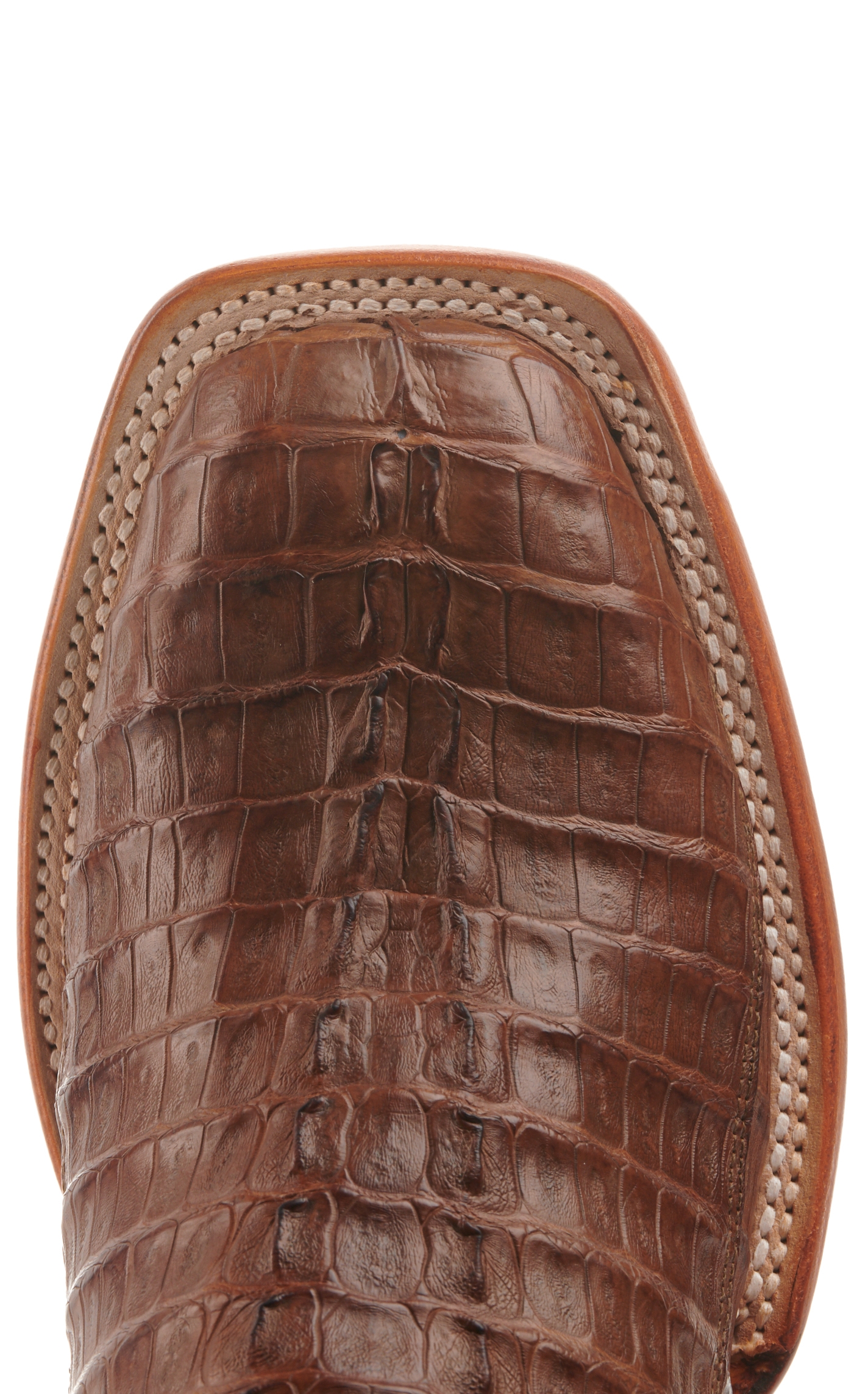 Lucchese Men's Tan Burnish Hornback Tail Wide Square Toe Exotic Cowboy Boots - Image 1