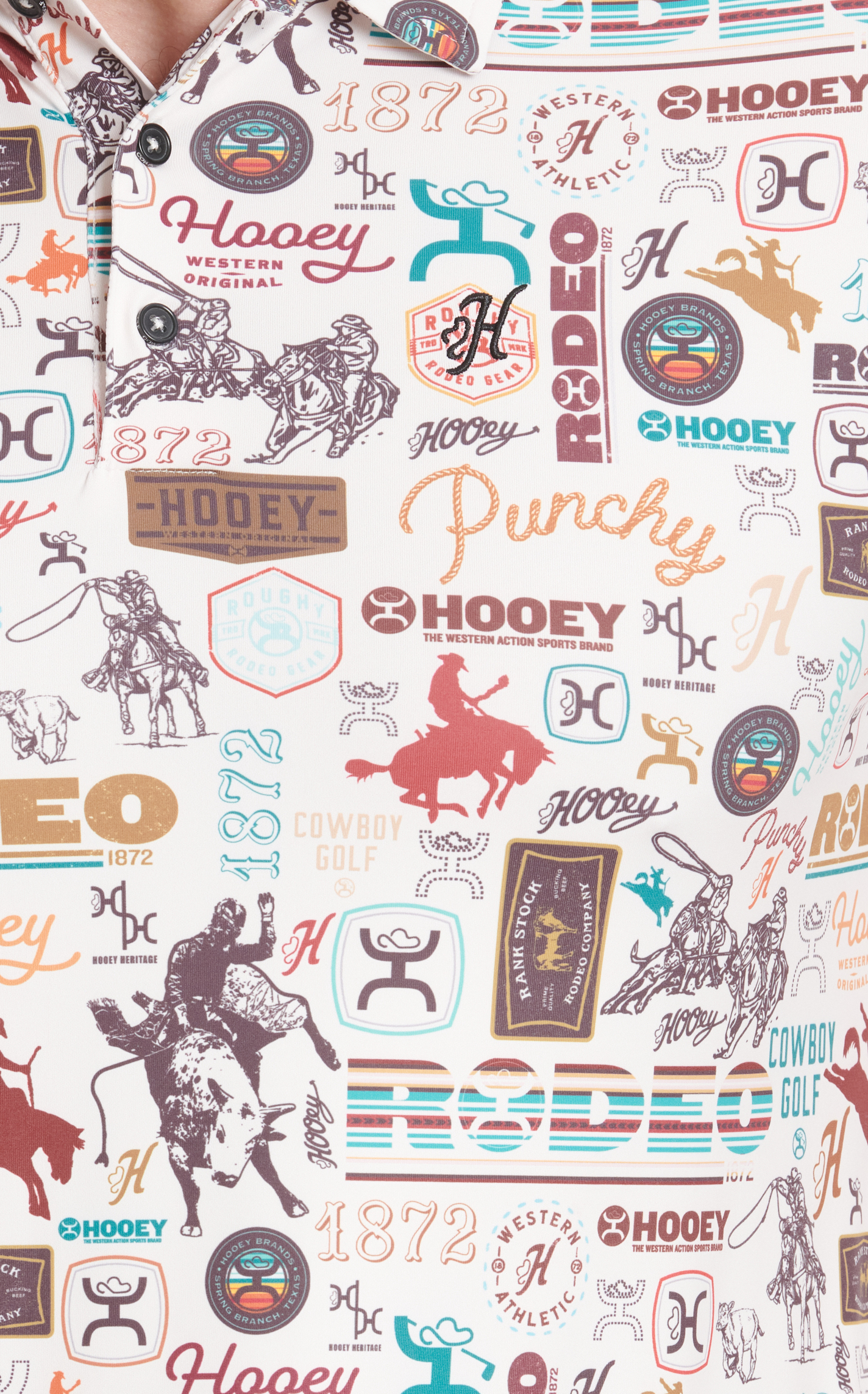 Hooey Men's Cream & Rodeo Logo Print Short Sleeve Weekender Polo Shirt - Image 1
