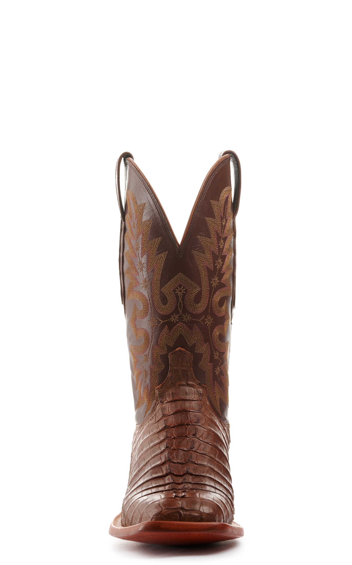 Lucchese Men's Tan Burnish Hornback Tail Wide Square Toe Exotic Cowboy Boots - Image 1