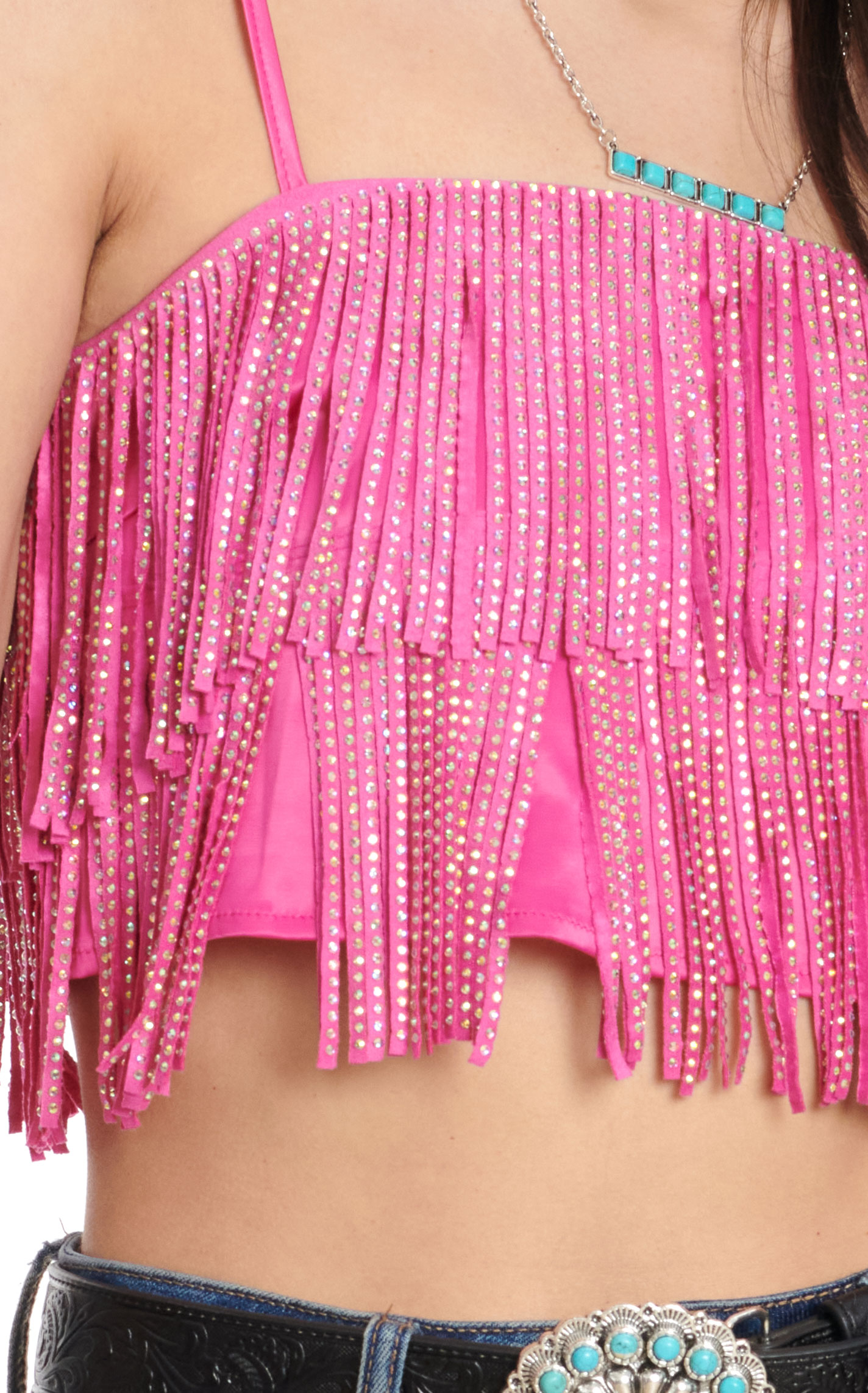 Blue B Women's Hot Pink Tiered Fringe Cami Top - Image 1