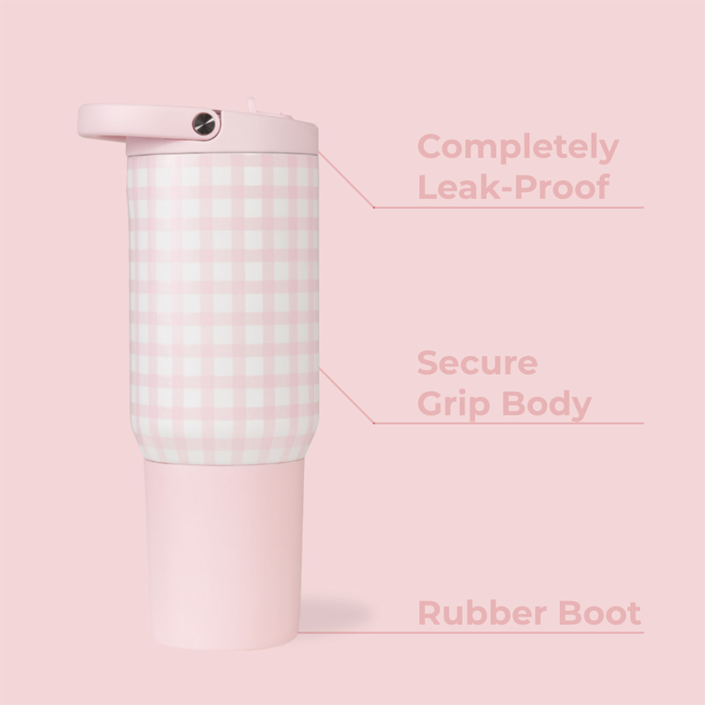 HydroJug Pink Gingham 20 oz Sport Insulated Bottle  - Image 1