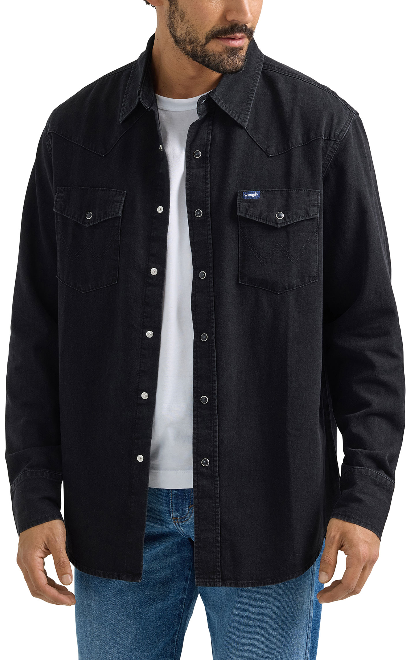 Wrangler Retro Men's Black Denim Western Shirt - Image 1