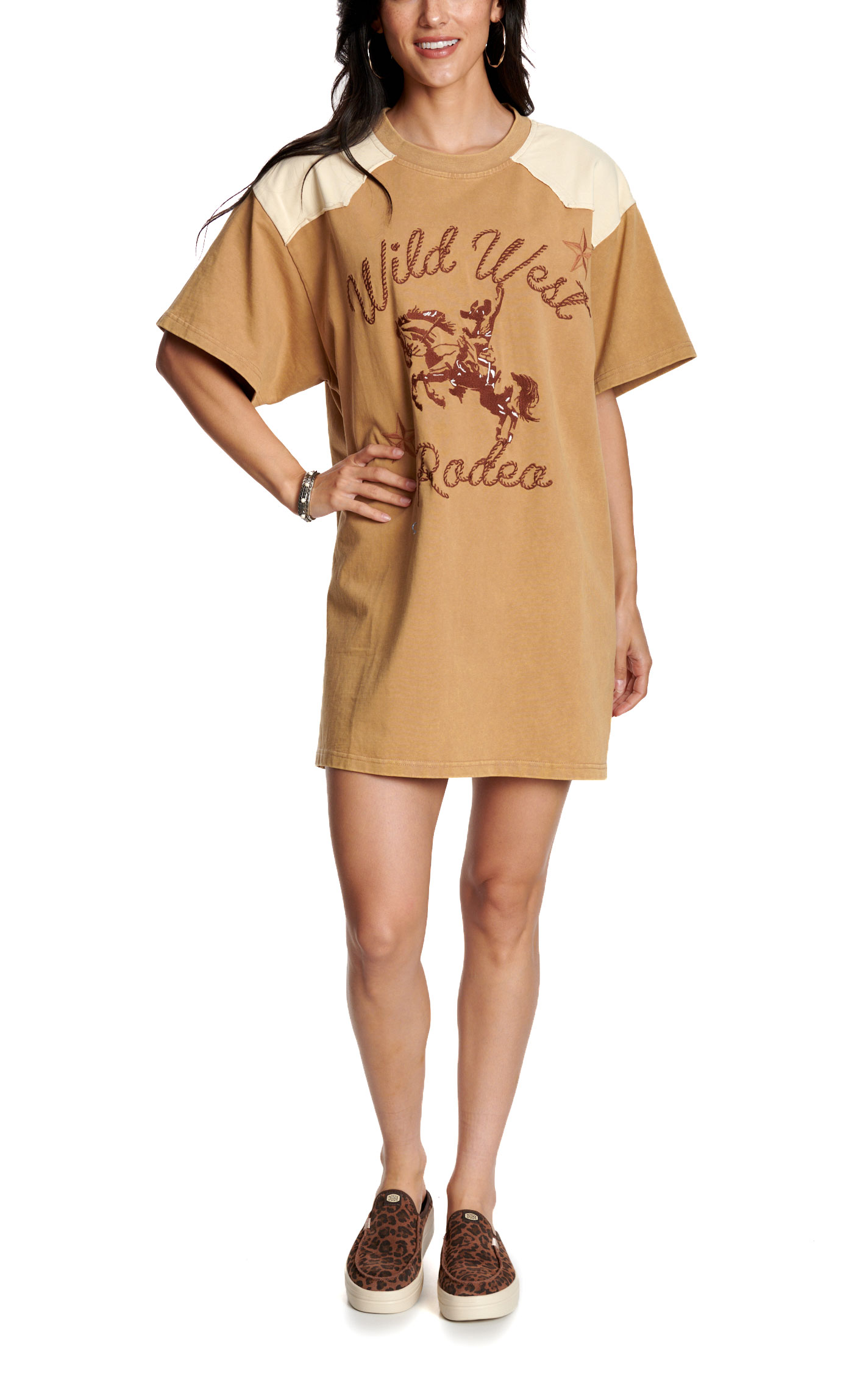 Blue B Women's Washed Taupe Graphic T-Shirt Dress - Image 2