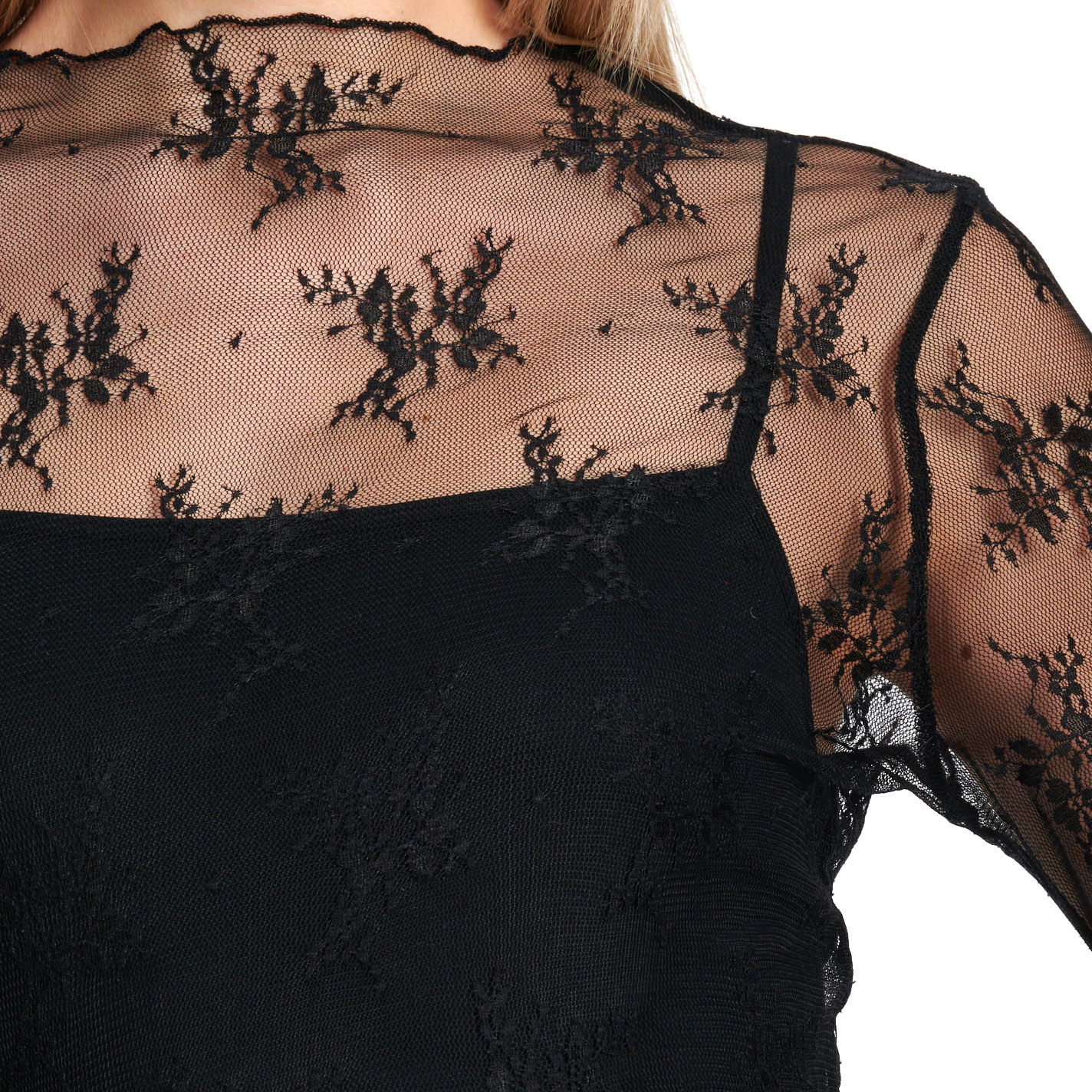 Rockin C Women's Black Lace Fine Mesh Top - Image 2