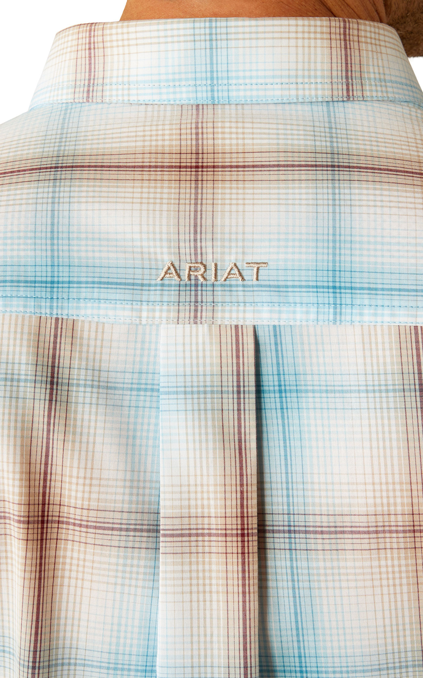 Ariat Pro Series Men's Grady Blue & Brown Plaid Western Shirt - Image 1