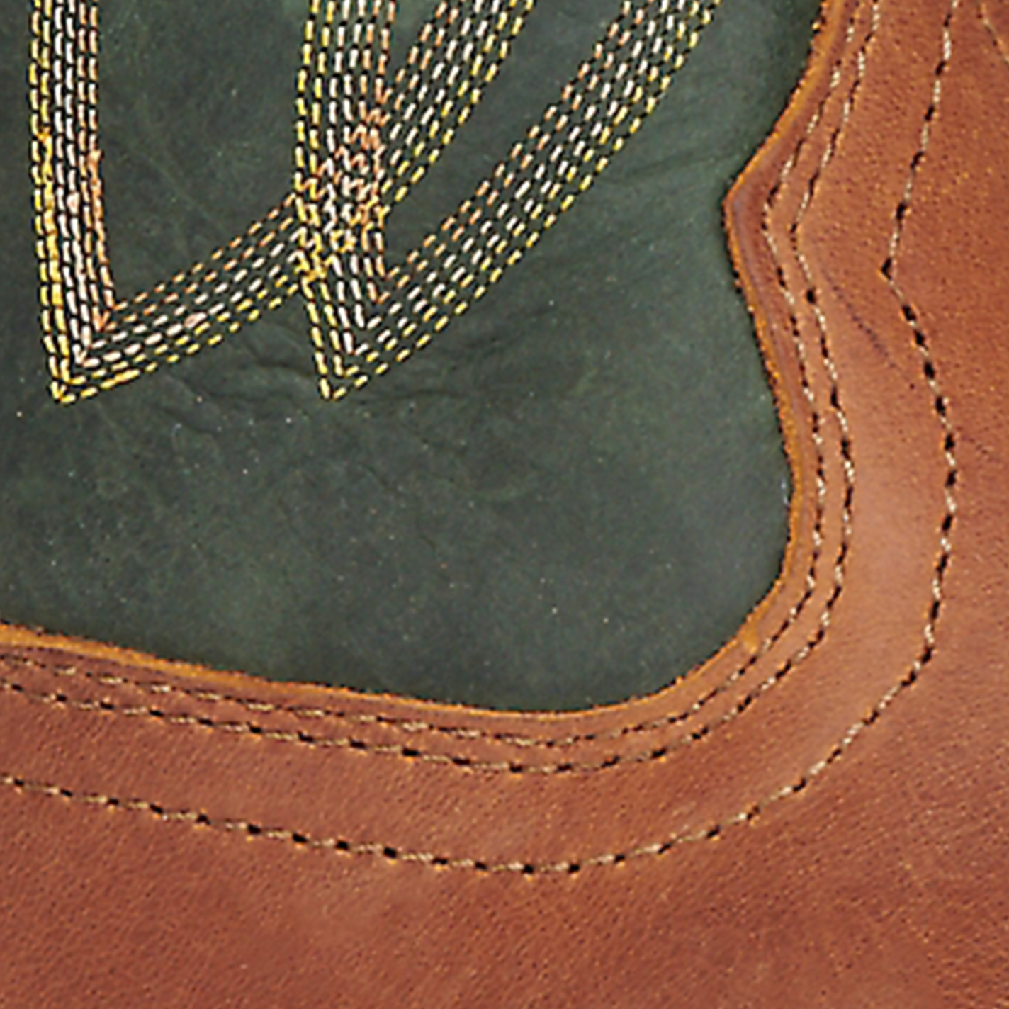 Justin Men's Bowline Tan and Green Wide Square Toe Cowboy Boots - Image 1