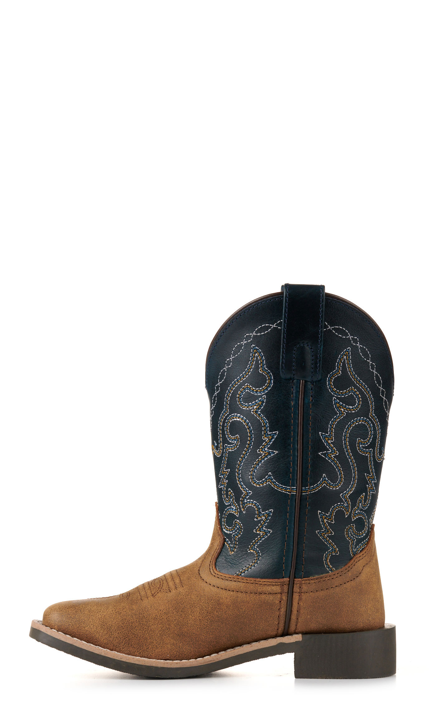 Smoky Mountain Kids' Antique Brown and Midnight Blue Wide Square Toe Cowboy Boots - Image 1