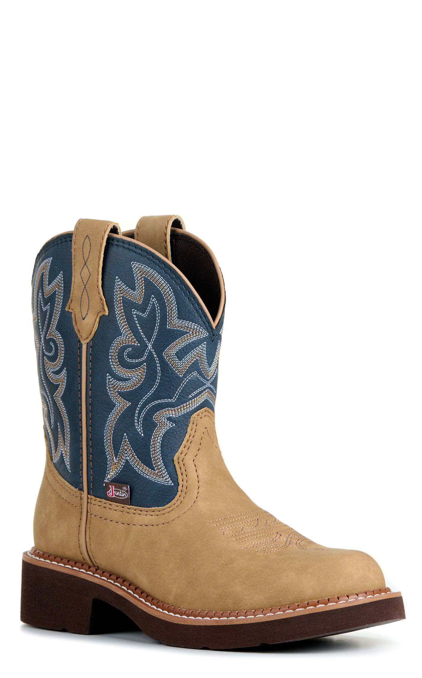 Justin Women's Honey & Denim Round Toe Cowboy Boots - Image 1