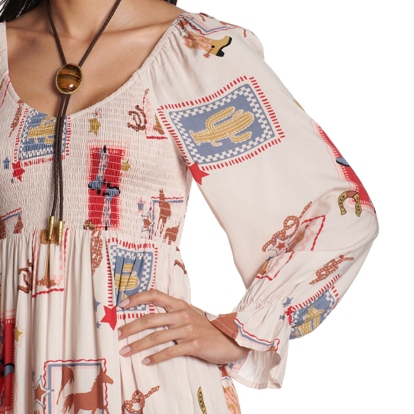 Blue B Women's Multicolored Western Print Dress - Image 1