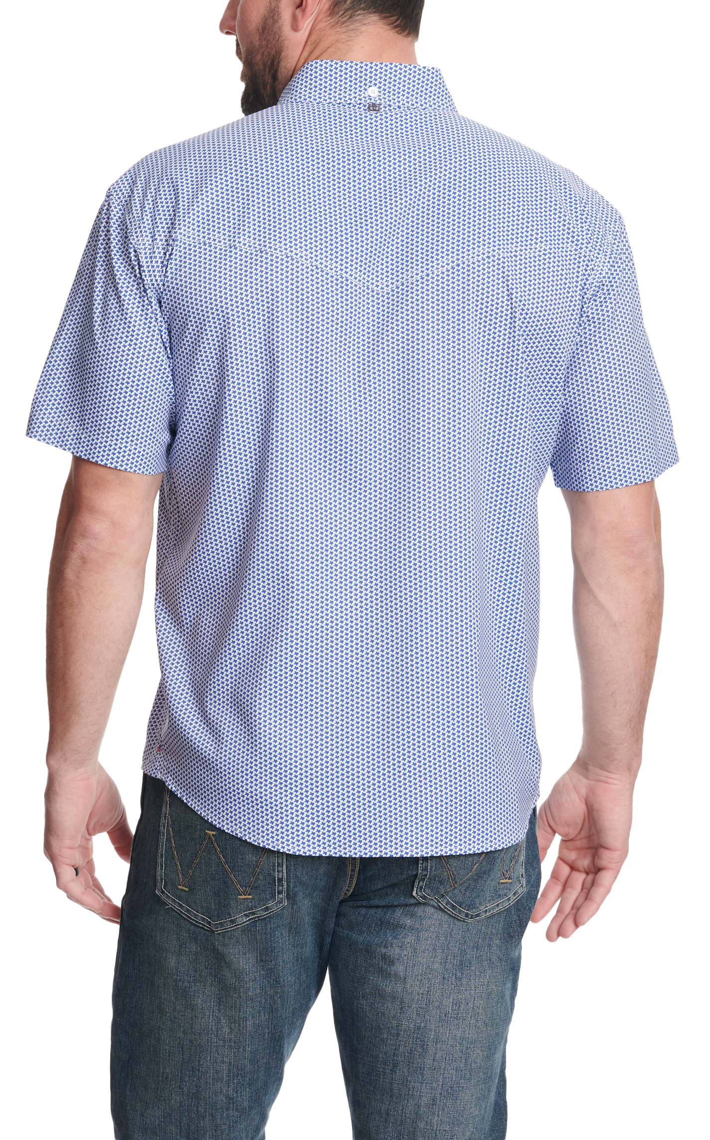 Rafter C Outdoors Men's Royal Blue Texas Print Short Sleeve Fishing Shirt - Image 1
