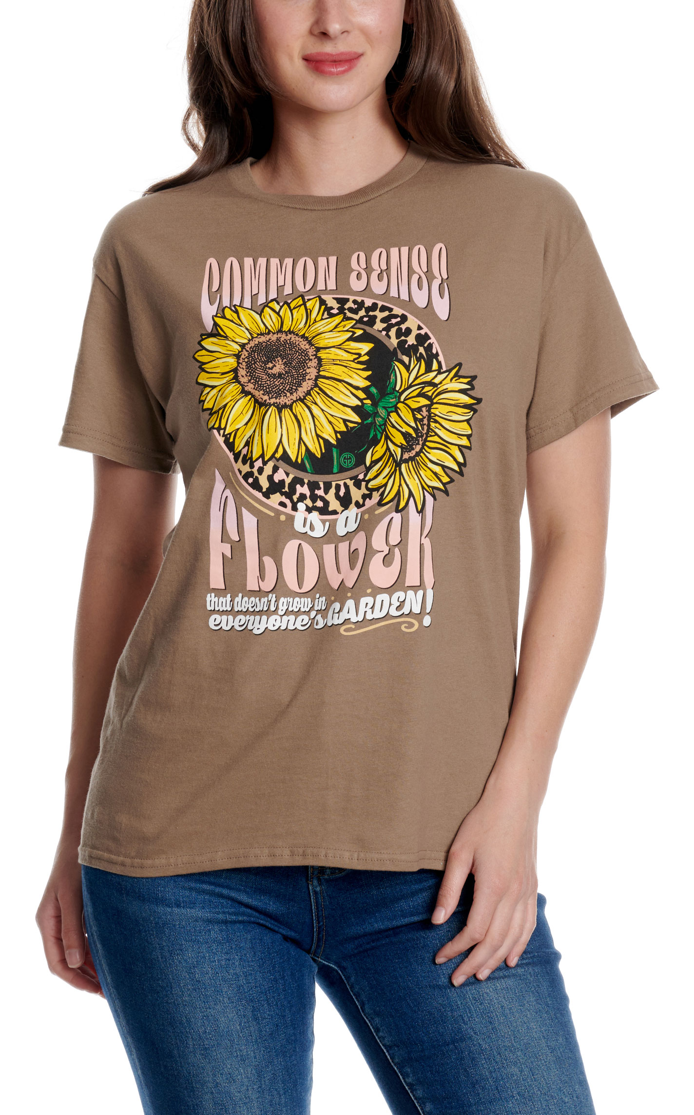 Girlie Girl Women's Brown Common Sense Graphic T-Shirt - Image 2