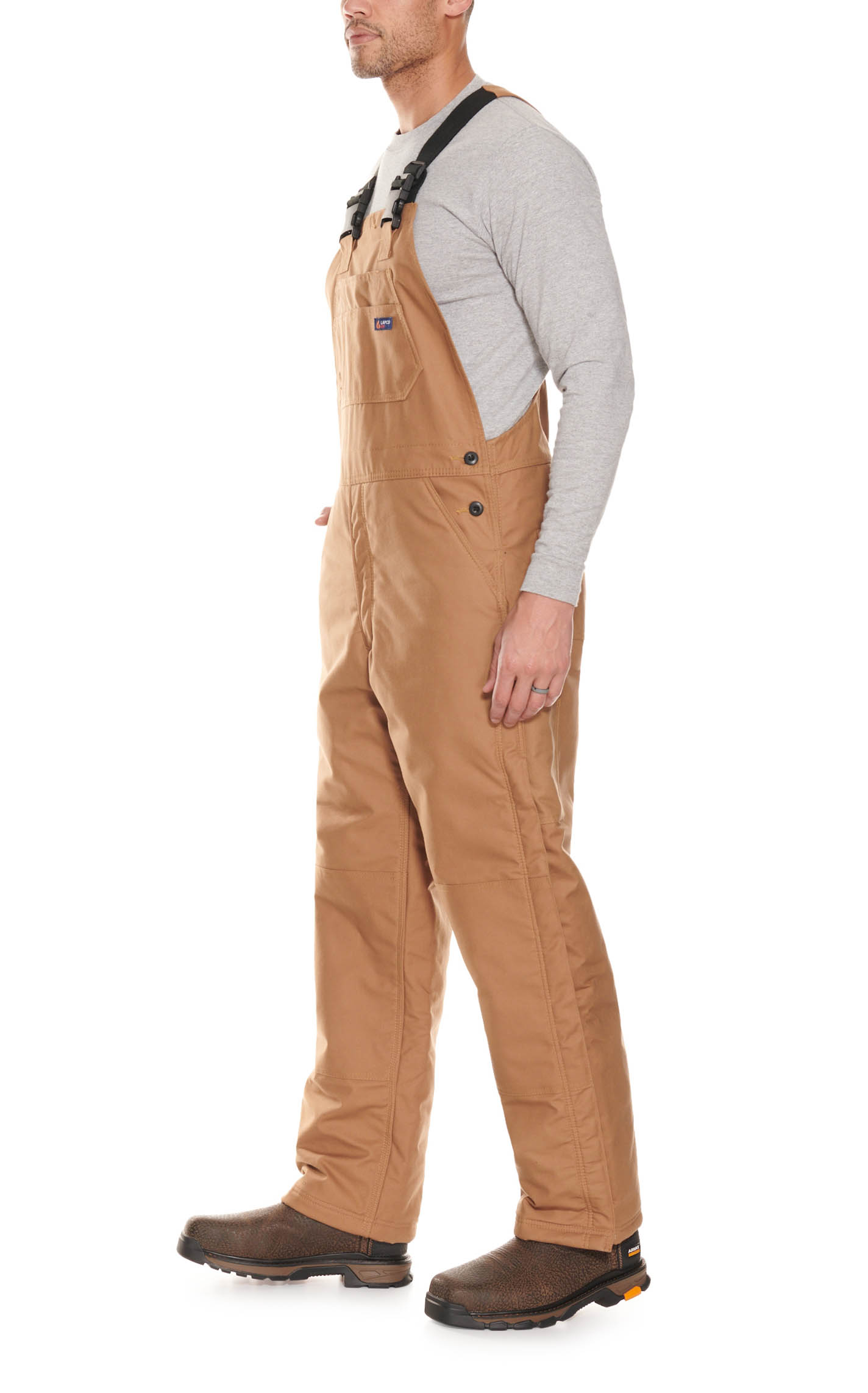 Lapco Men's Windshield Brown 9 Oz HRC4 Insulated Bib FR Overalls - Image 1