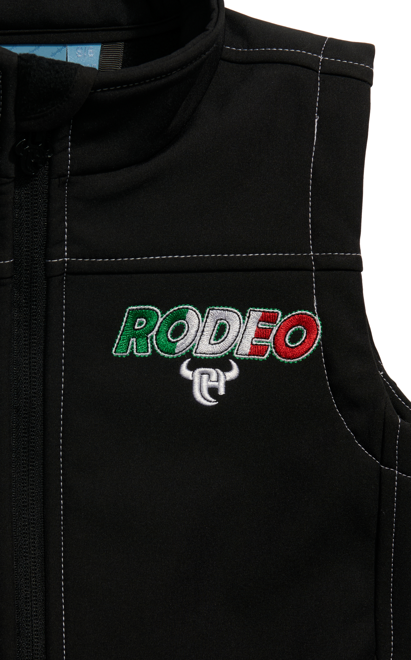 Cowboy Hardware Boy's Black Mexico Flag Embroidered Rodeo Vest  - Image 1