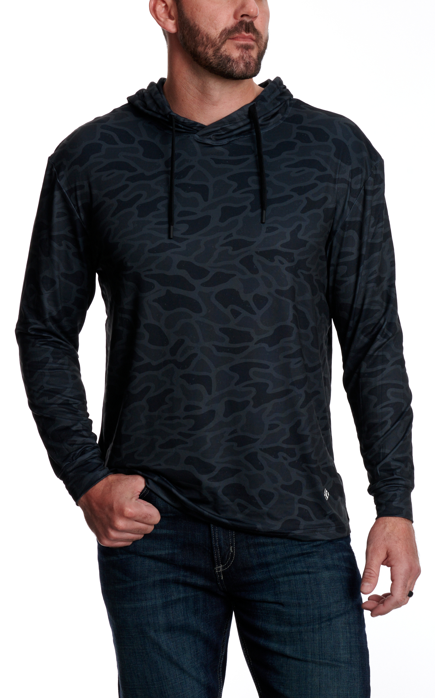 BURLEBO Men's Black Camo Performance Hoodie - Image 2