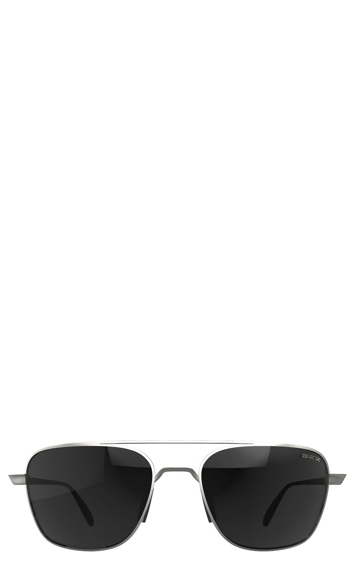 BEX Mach Matte Silver Gray Aviator Sunglasses - Image 1