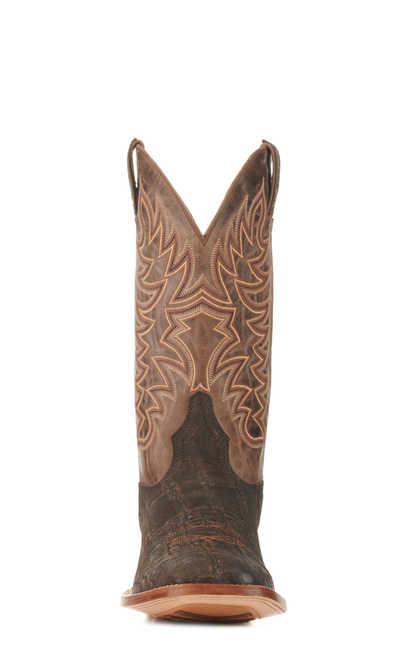 Cavender's Men's Endurance Chocolate and Dark Brown Elephant Wide Square Toe Exotic Cowboy Boots - Image 1