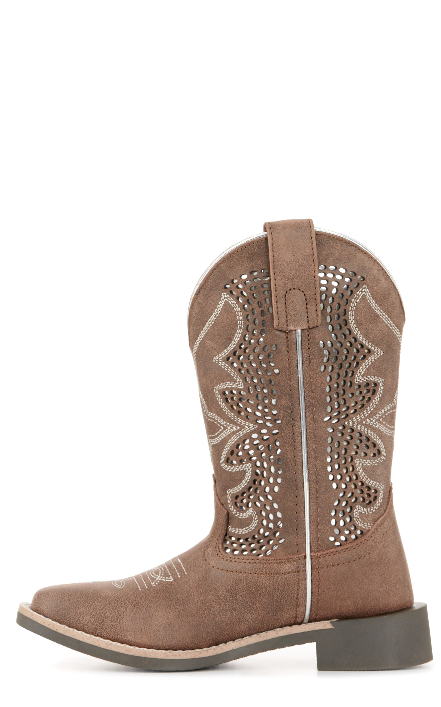 Smoky Mountain Kids Willow Chocolate with Silver Inlay Wide Square Toe Cowboy Boots - Image 1