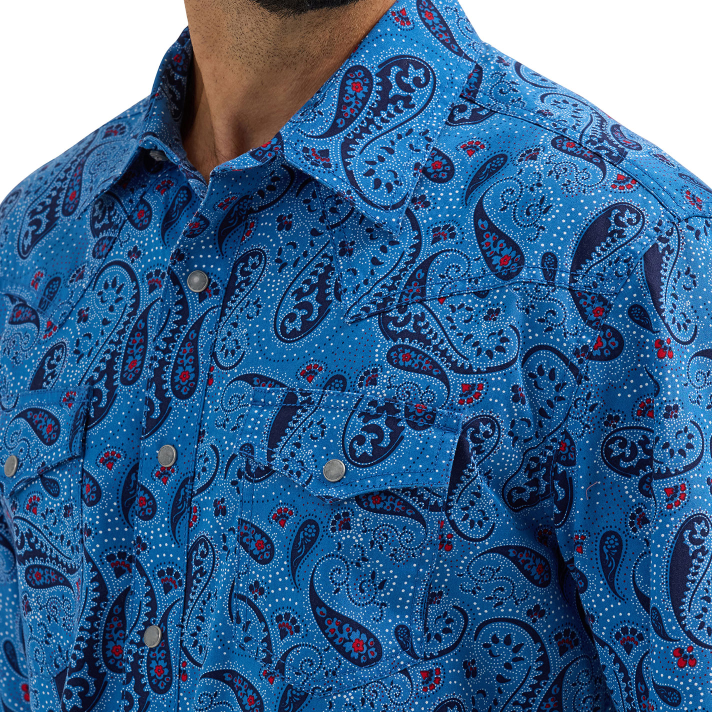 Wrangler Retro Men's Navy Paisley Print Long Sleeve Western Shirt - Image 1