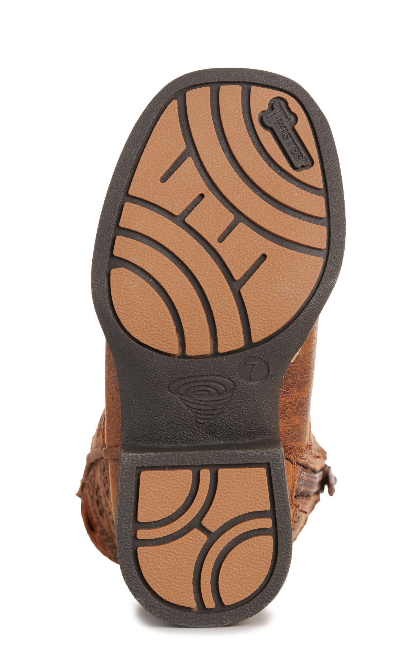 Twister Toddler Prue Caramel Perforated Floral Square Toe Boots - Image 1