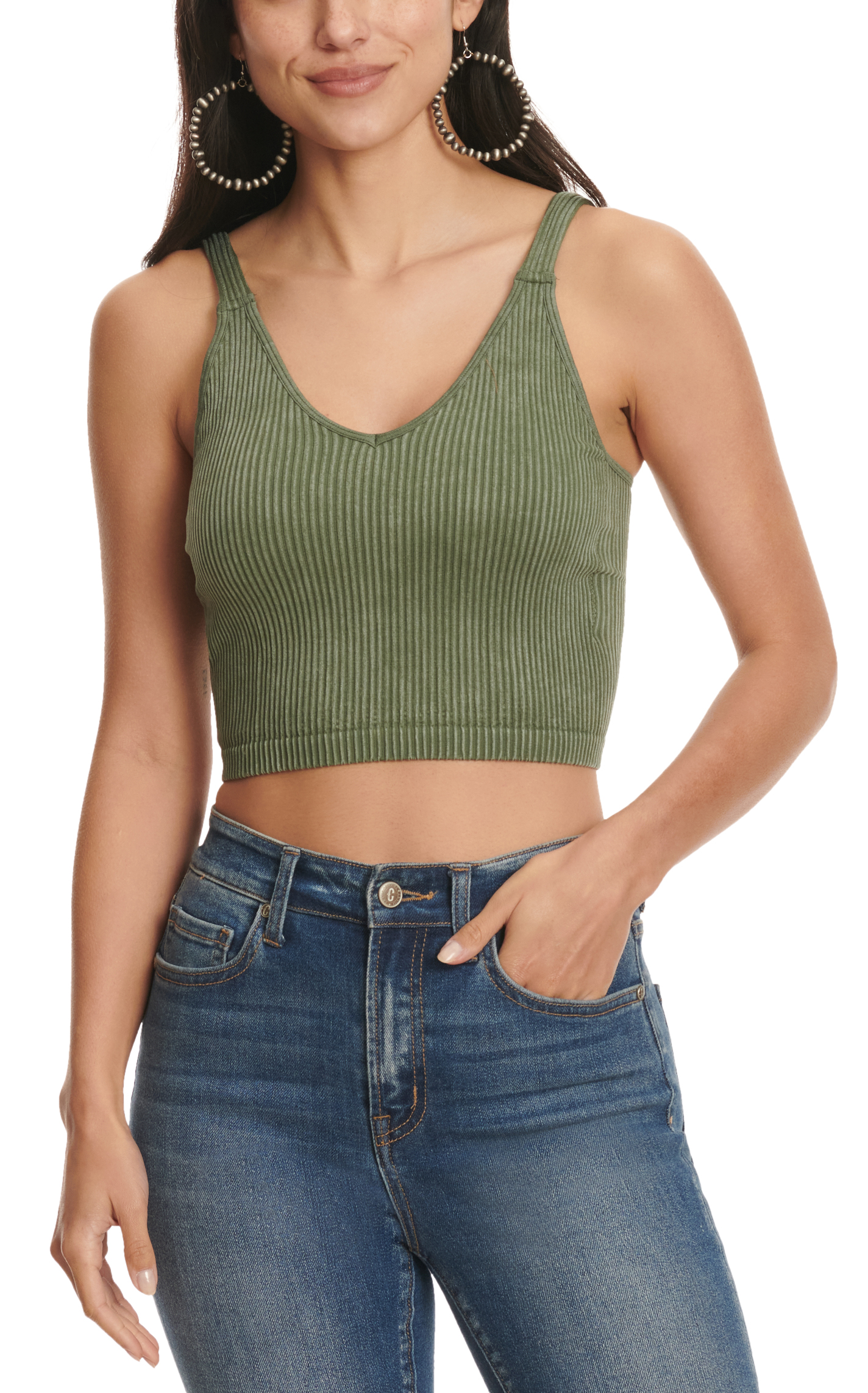 Wishlist Women's Iced Pine Ribbed Knit Cropped Cami-Tank - Image 2