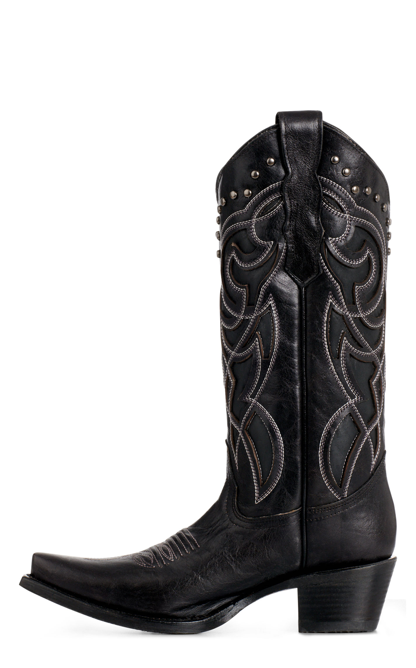 Circle G By Corral Women's Black Stitched & Inlay Snip Toe Cowboy Boots - Image 1