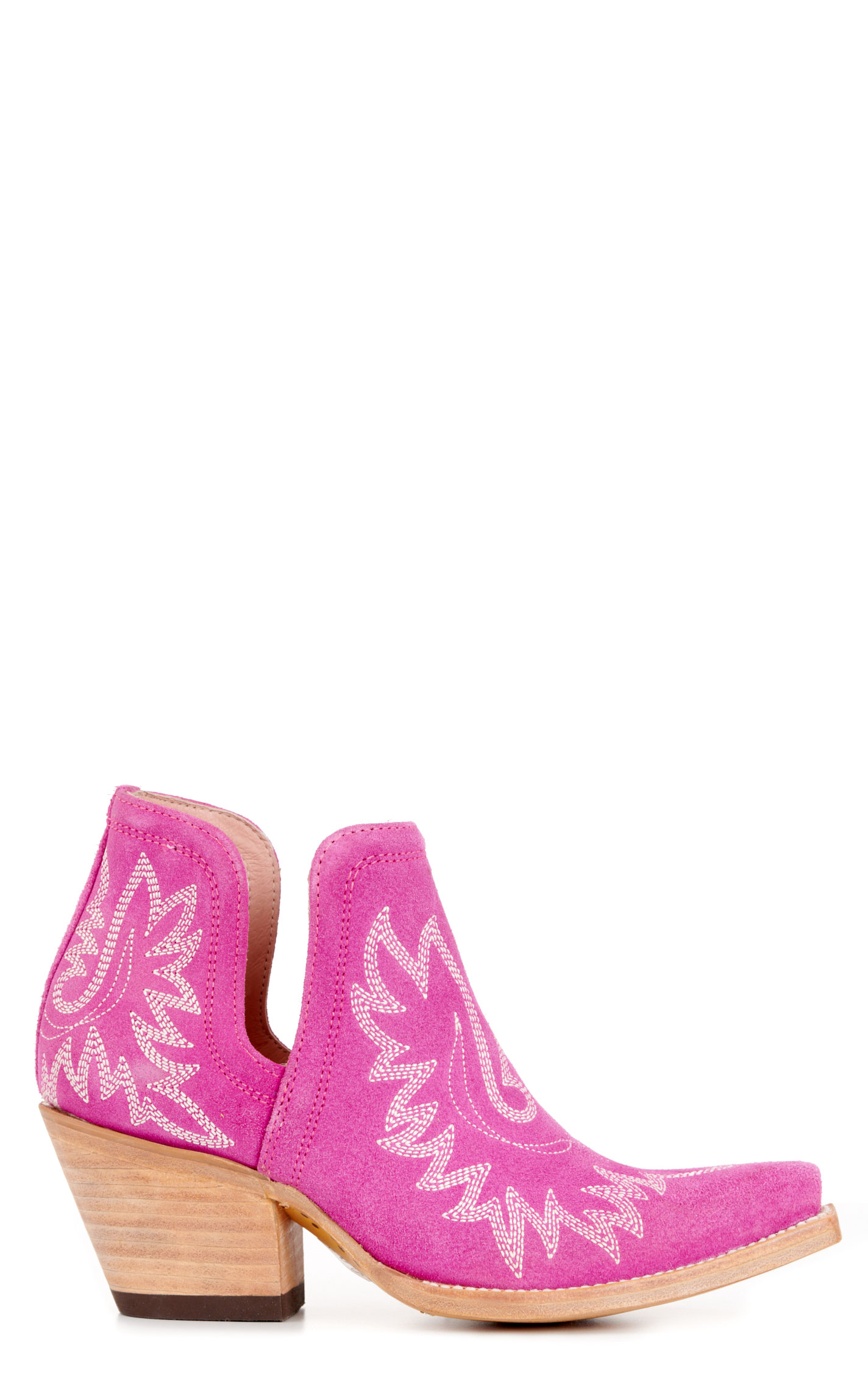 Ariat Women's Dixon Haute Pink Suede Snip Toe Cowboy Booties - Image 1