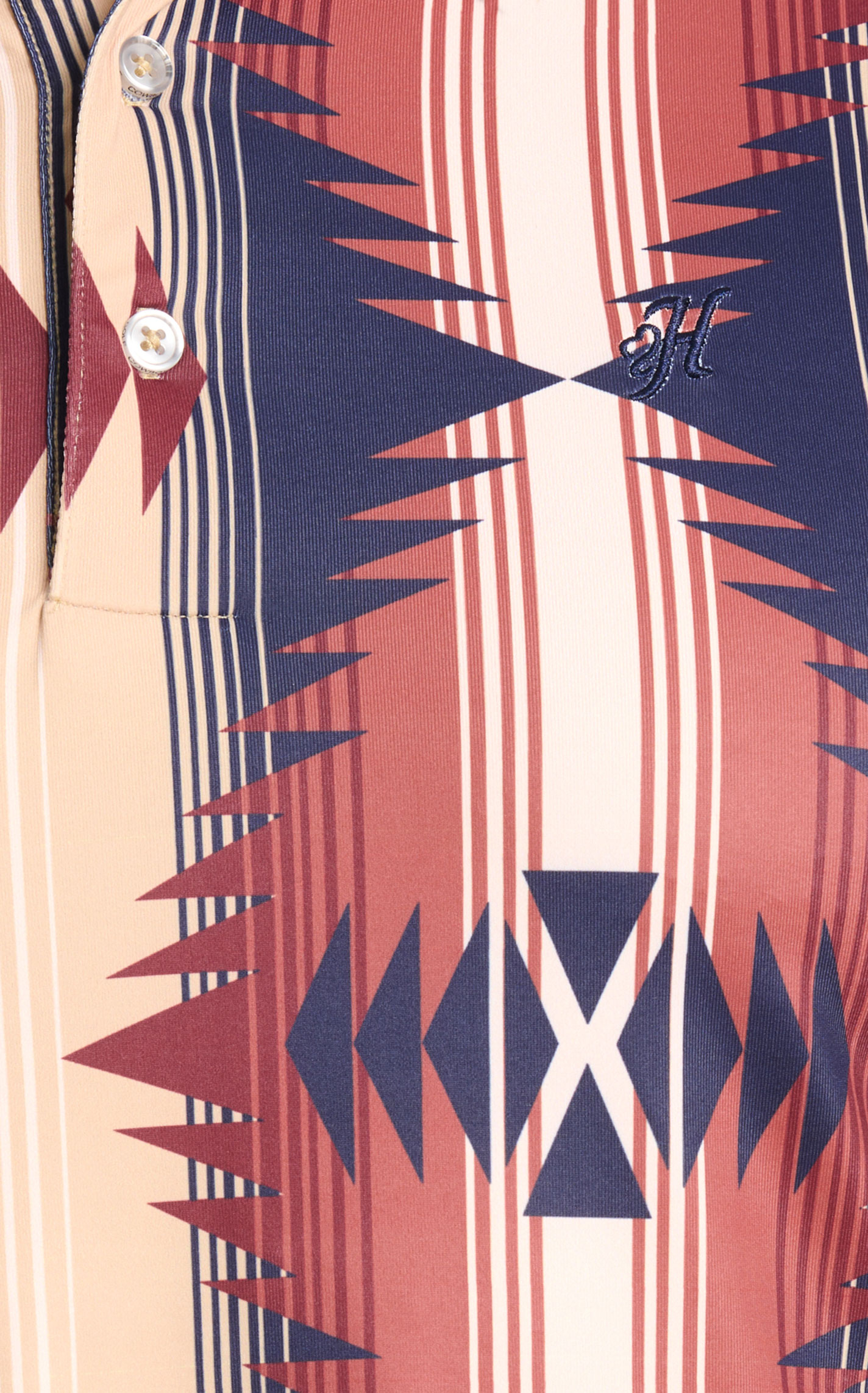 Hooey Men's Rust & Latte Aztec Striped Weekender Polo Shirt - Image 1