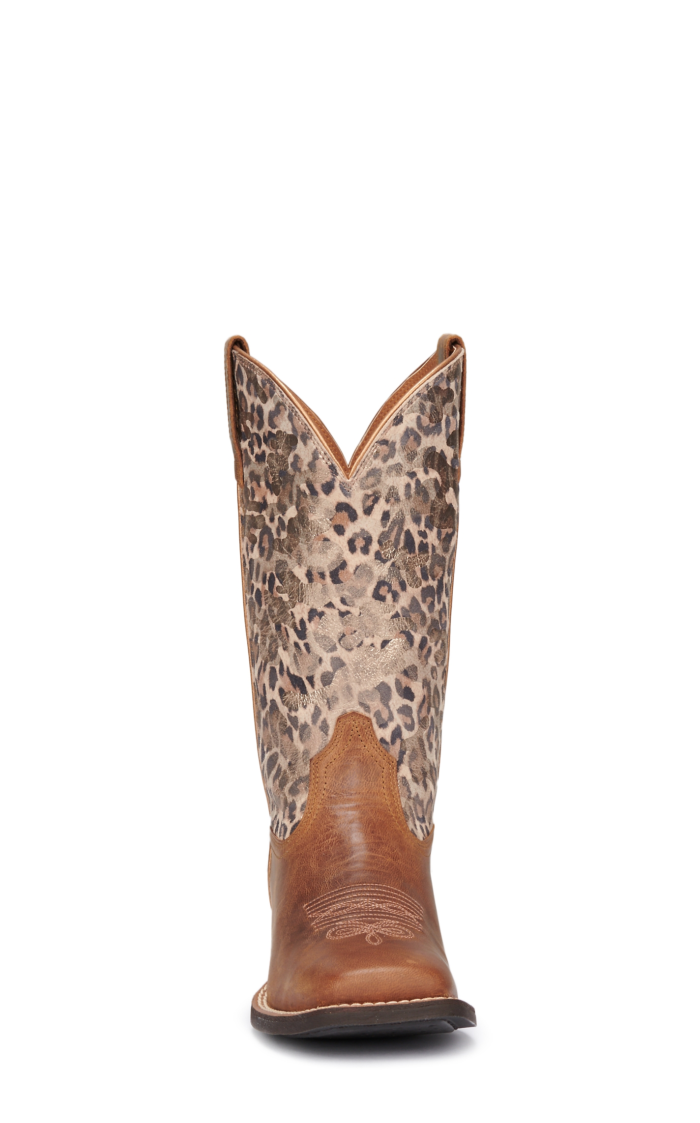Ariat Women's Round Up Pearl Brown and Metallic Leopard Wide Square Toe Cowboy Boots - Image 1